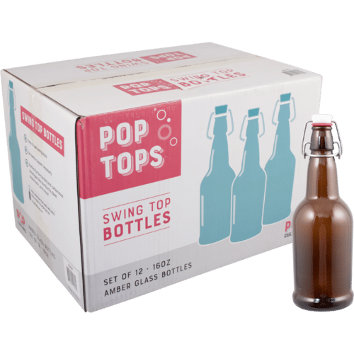 Pop Tops Swing Top Bottles - 16 oz Amber (Case of 12) - Learning to ...