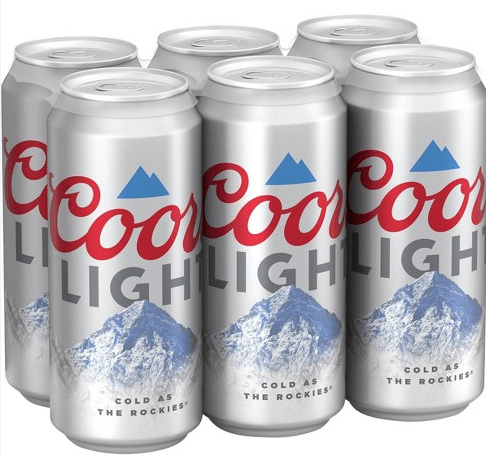 a 6-pack of Coors Light cans