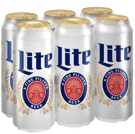 6-pack of Miller Lite beer