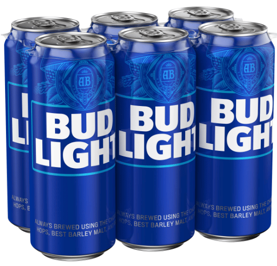 a 6-pack of budlight cans