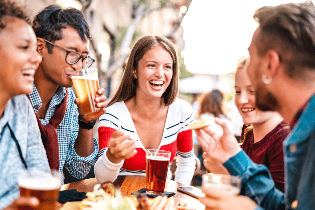 people drinking beer outside